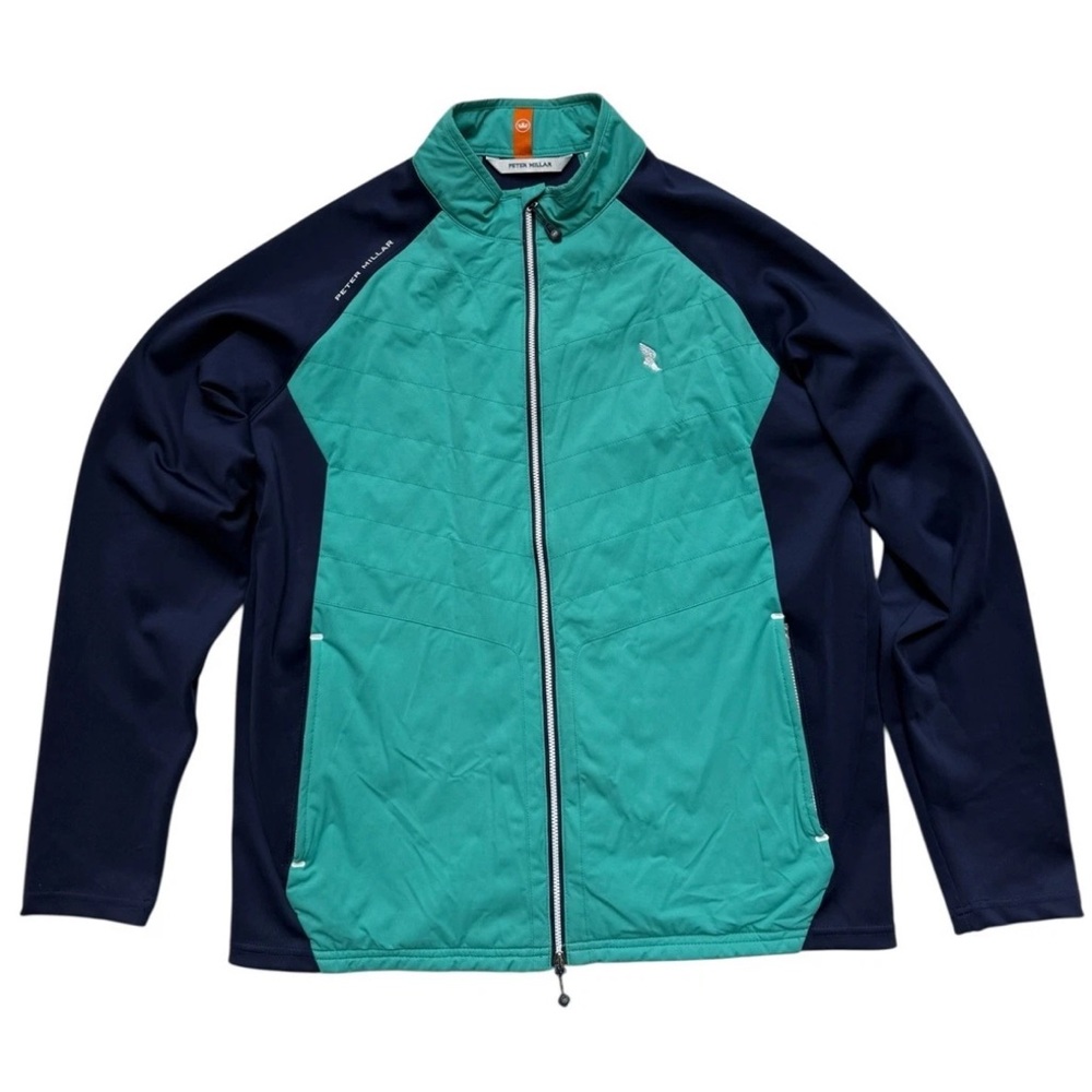 Peter Millar Merge Elite Teal & Navy Lightweight Quilted Shirt Jacket Sz L